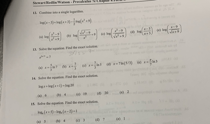 College algebra 7th edition by stewart redlin and watson