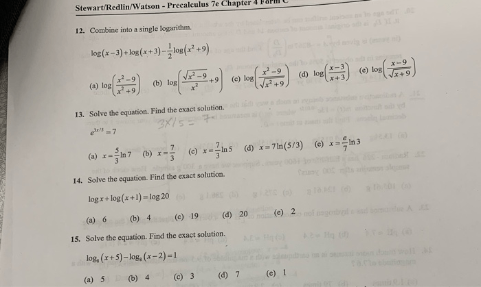 College algebra 7th edition by stewart redlin and watson